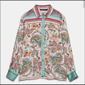 Zara Satin effect printed blouse